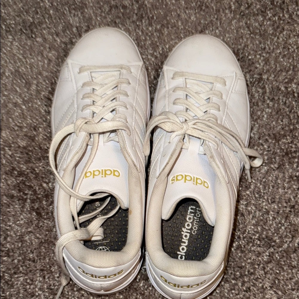 Adidas Grand Court Cloudfoam Classic All White Sneakers, Used, Size 10 - Picture 4 of 6